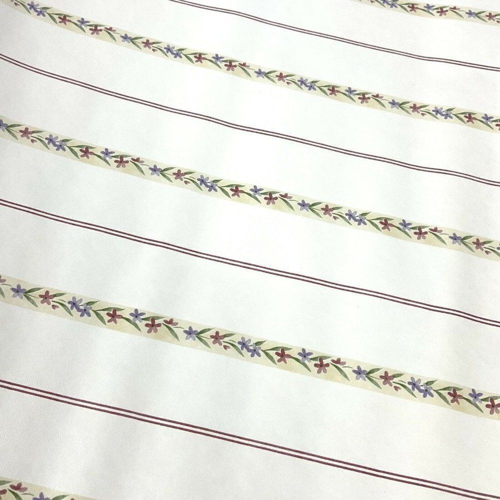 Village Wallpaper Remnant Roll 20 inches Wide Pink Floral Stripe 90s
